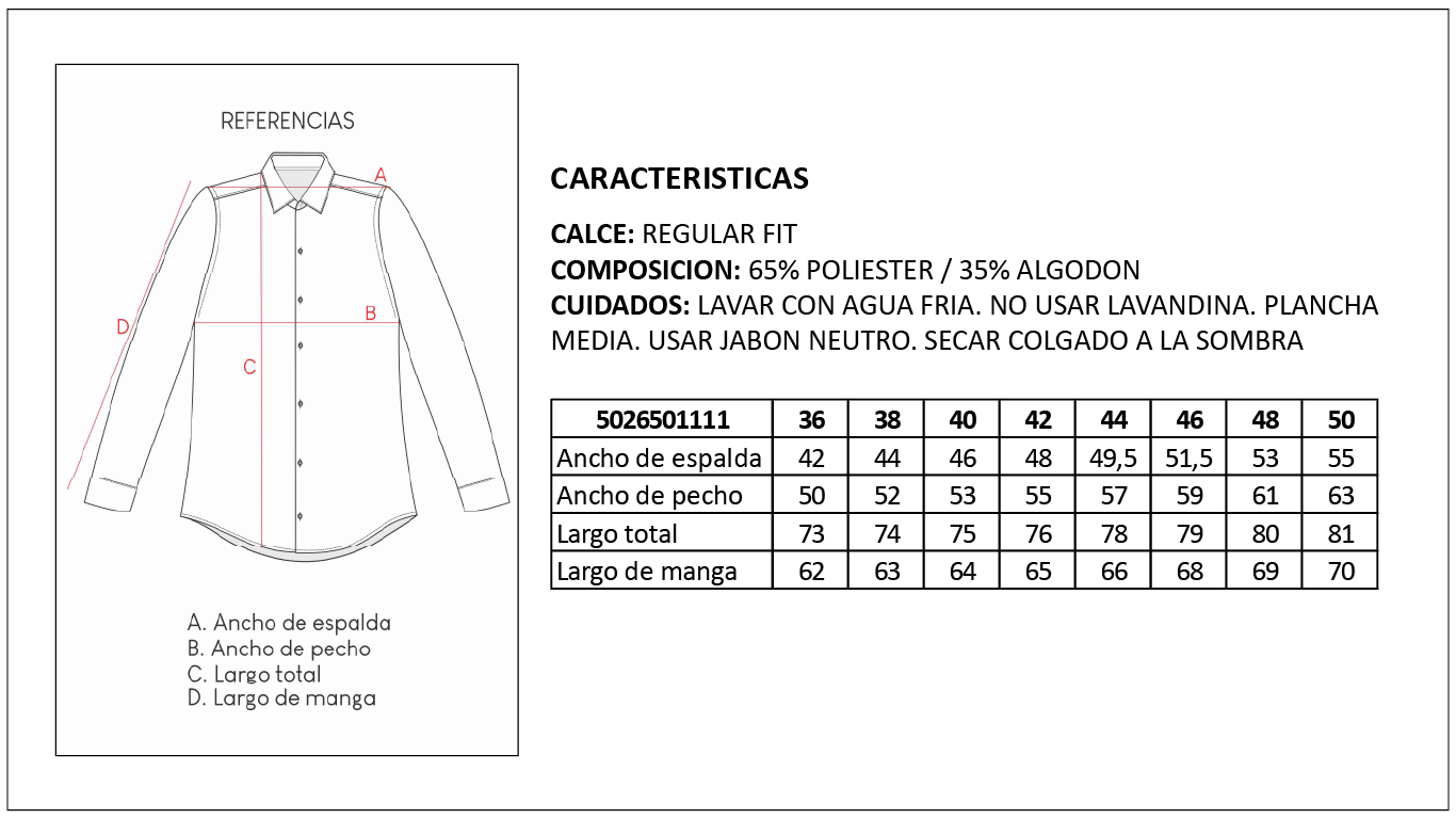 Tabla de Medidas Camisas Britches